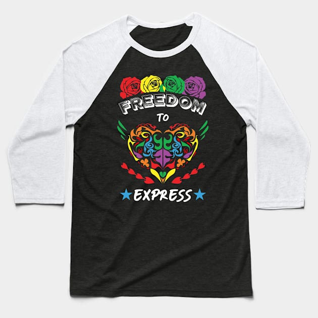 Freedom to Express Baseball T-Shirt by HCreatives